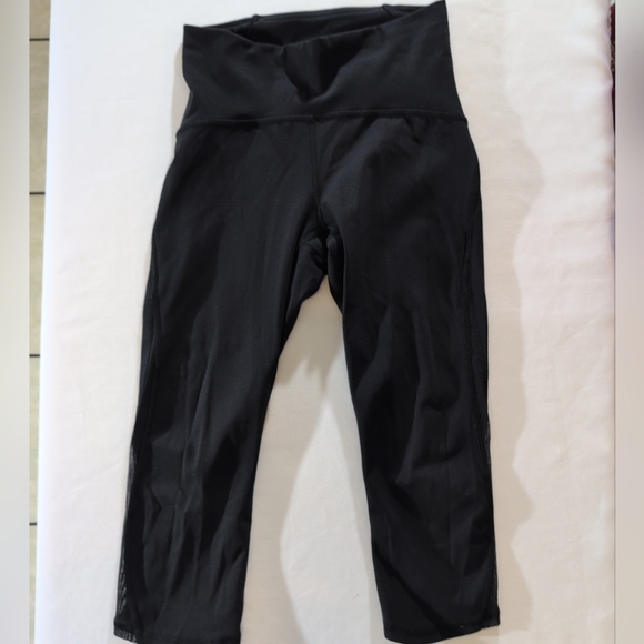 Lululemon Train Time Mesh Crop Leggings Womens 4 Black Gym Athleisure Training - Picture 4 of 10